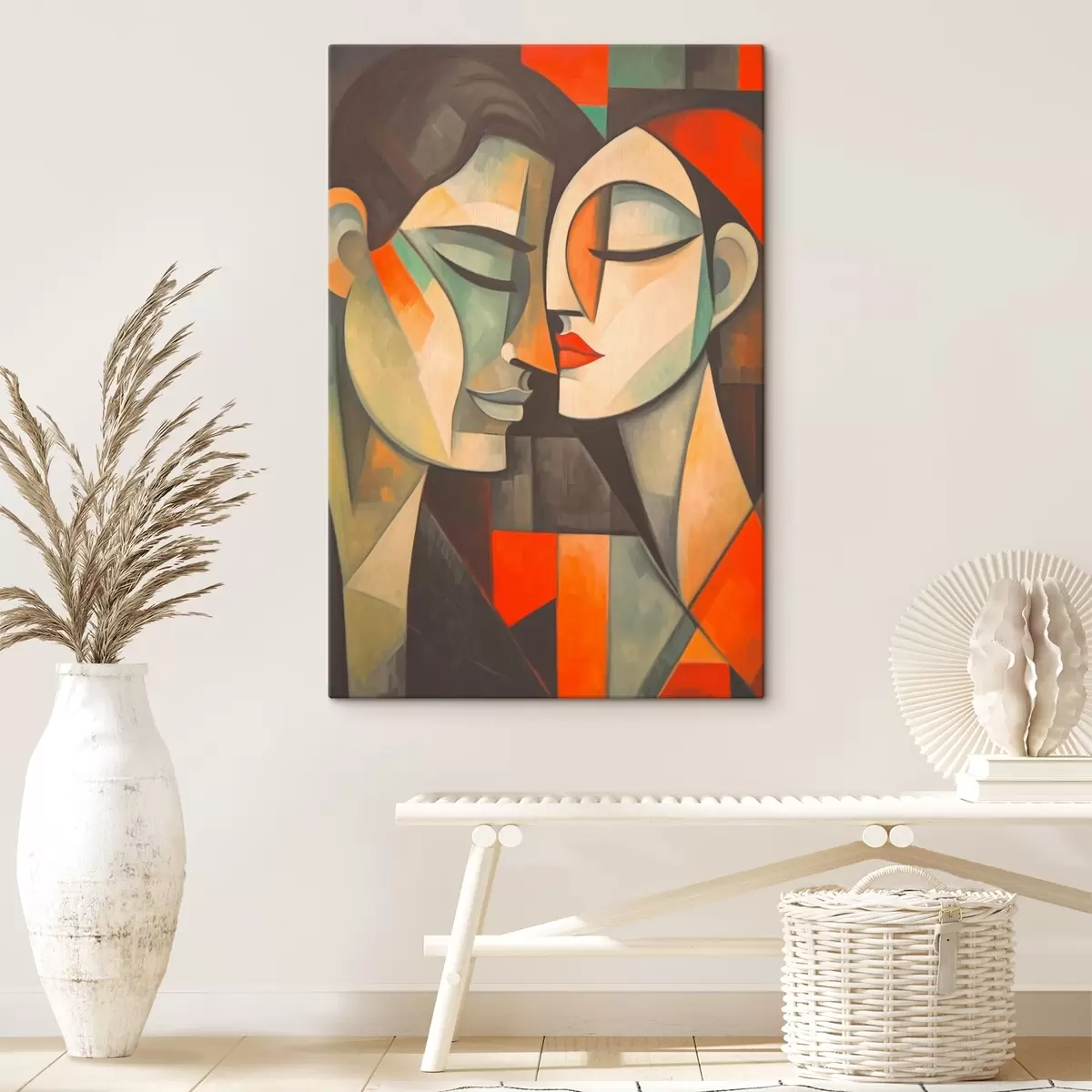 Pilt Abstraktne naise portree soojades värvides s43524