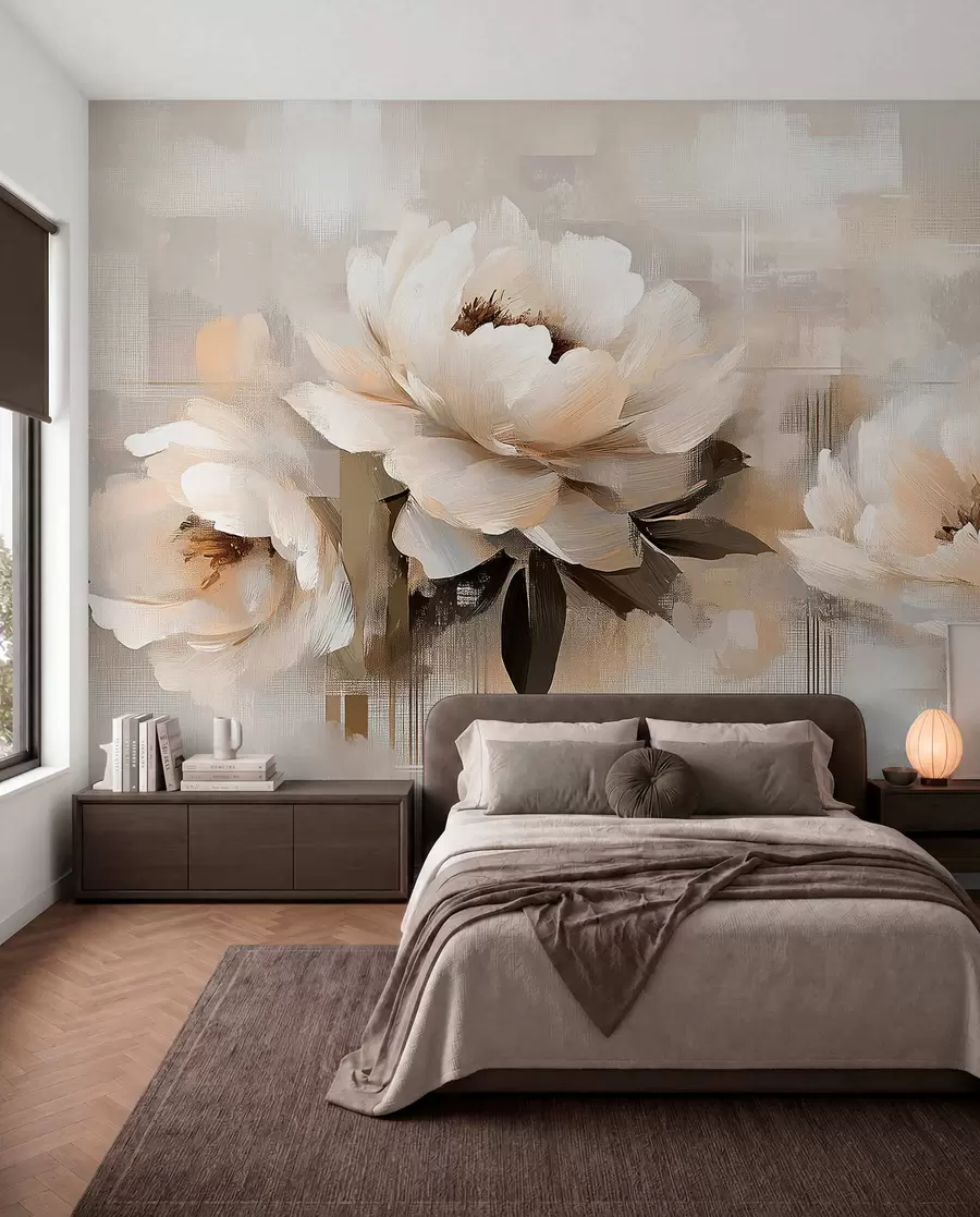 Fototapeedid Valge abstraktne Vintage Peonies w03581