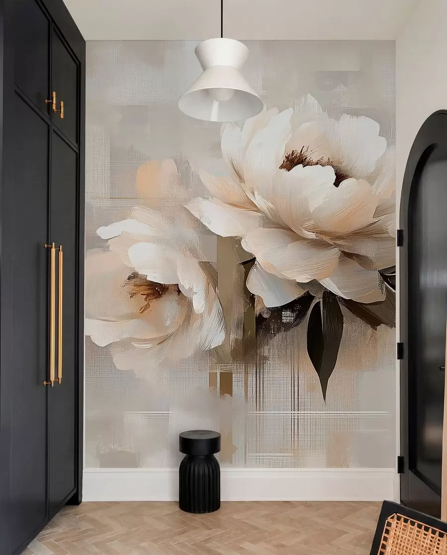 Fototapeedid Valge abstraktne Vintage Peonies w03581