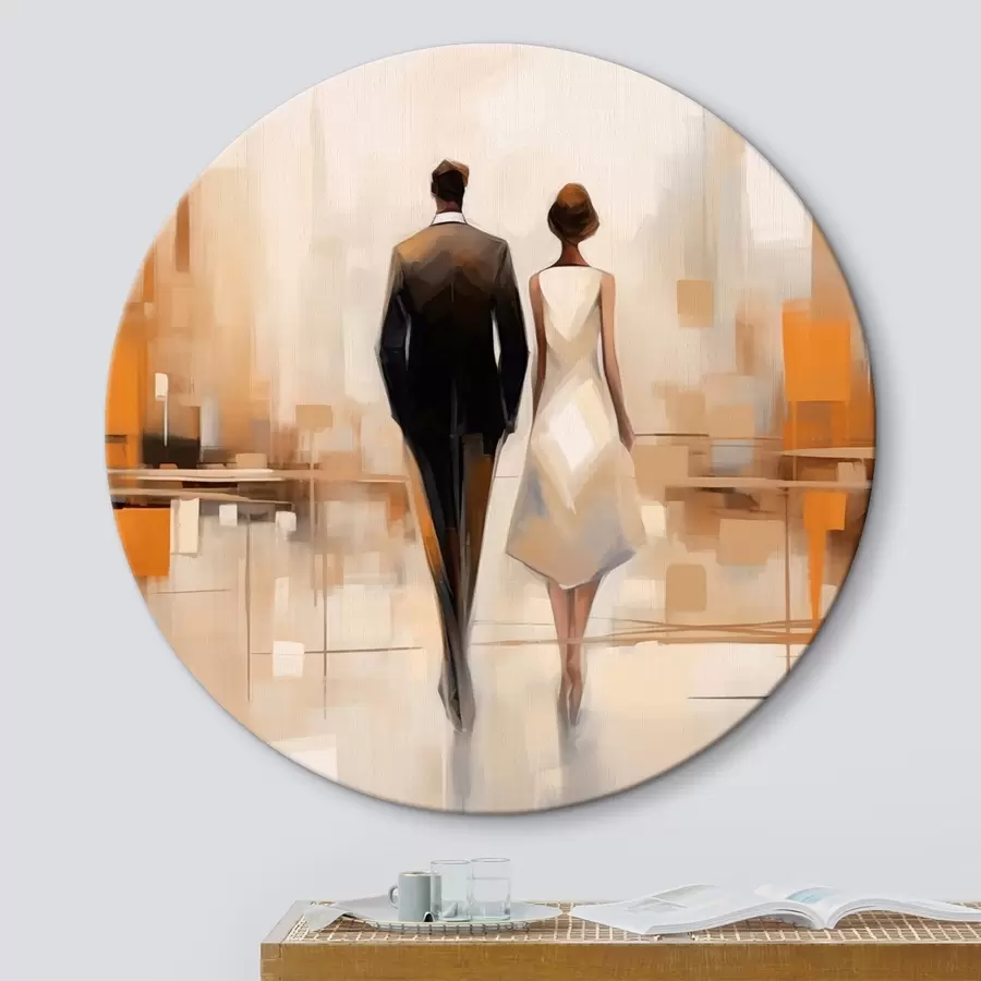 Pilt Abstraktsioon linna siluettide ja kahe figuuriga r43516