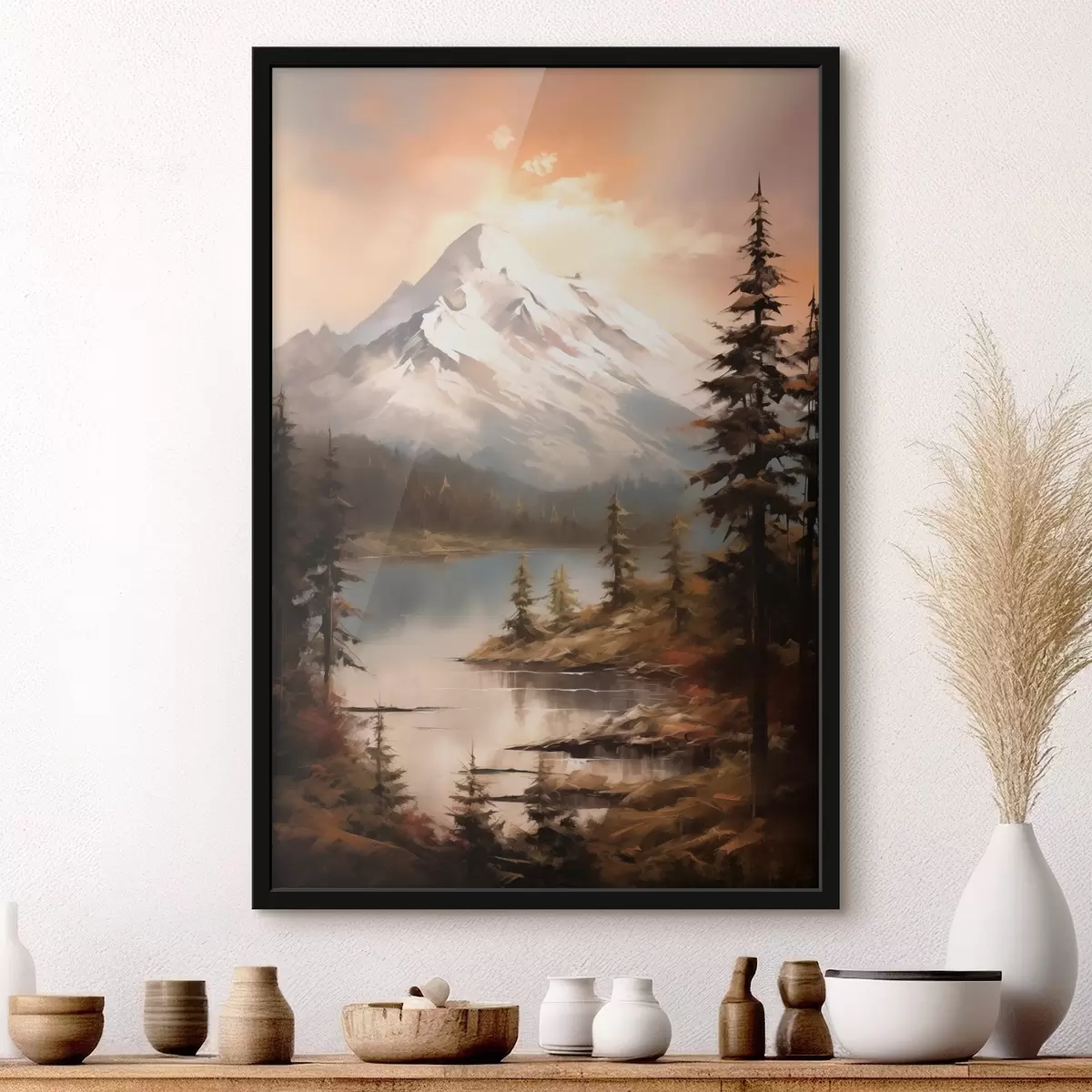 Plakat Loodusvaade mägedele, jõele f43543