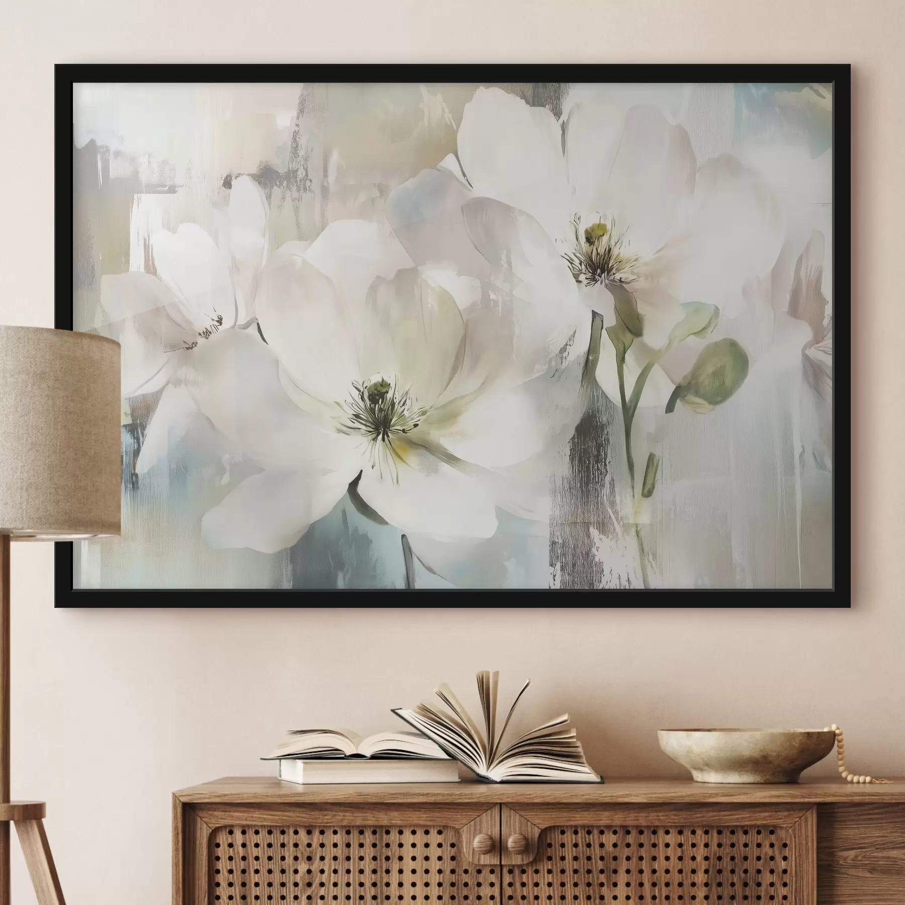 Fototapeedid Valged lilled õlivärvi stiilis f43903