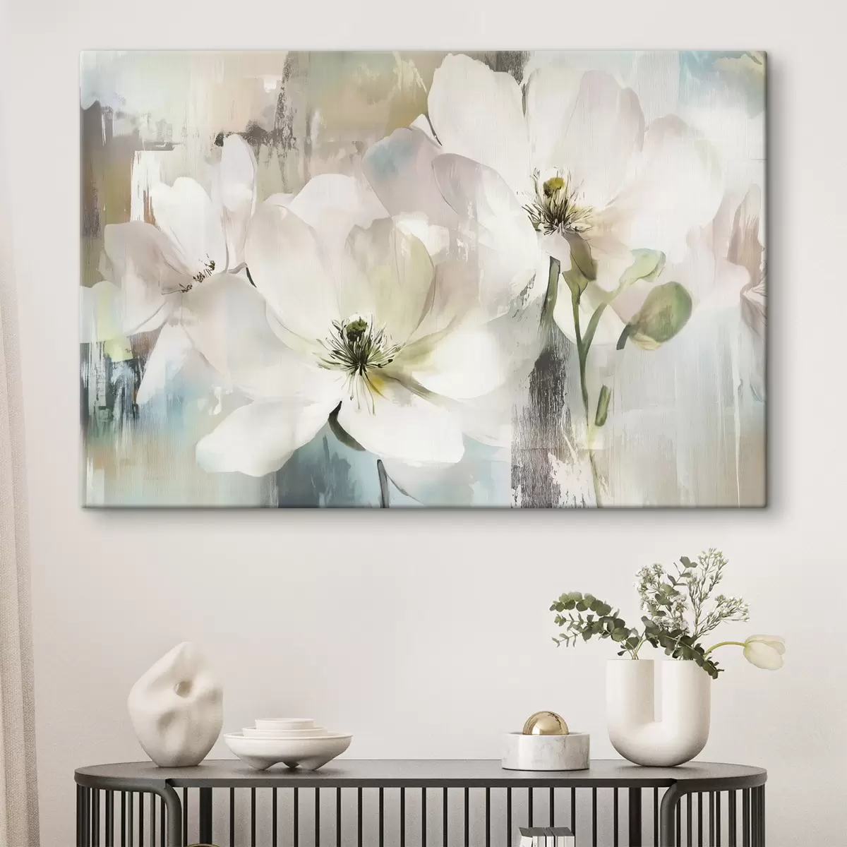 Pilt Valged lilled õlivärvi stiilis s43903