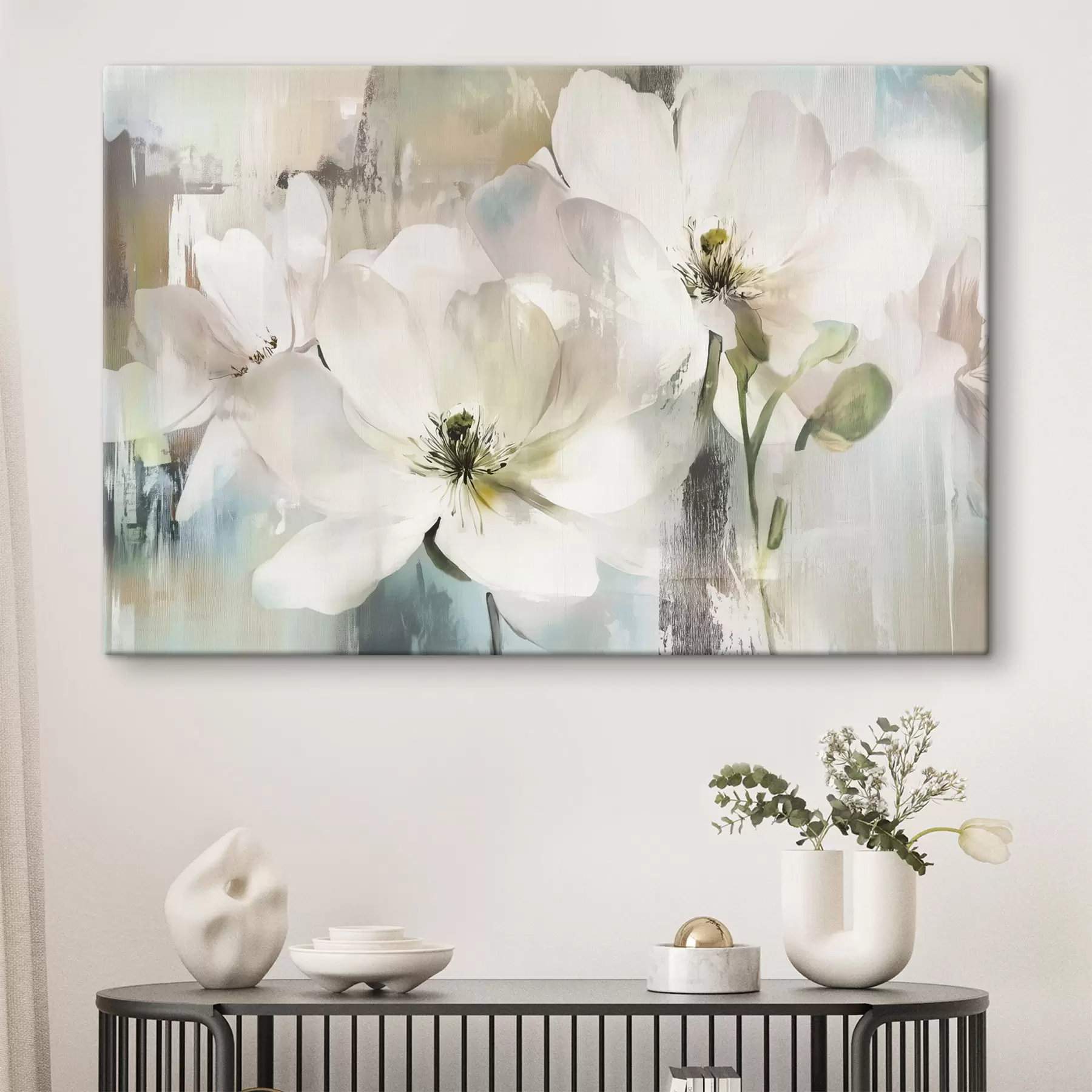 Pilt Valged lilled õlivärvi stiilis s43903