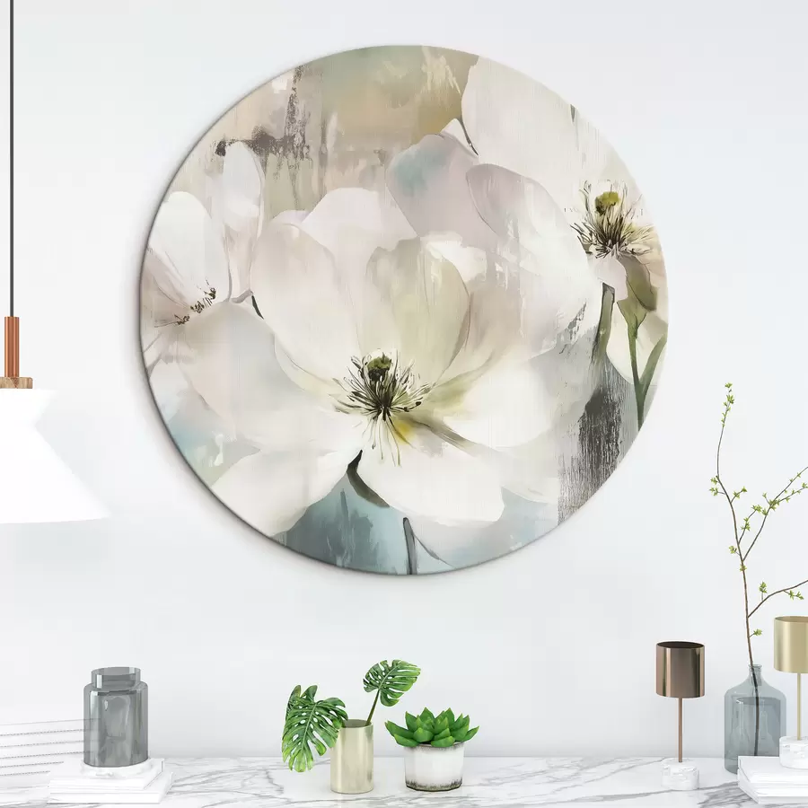 Pilt Valged lilled õlivärvi stiilis r43903