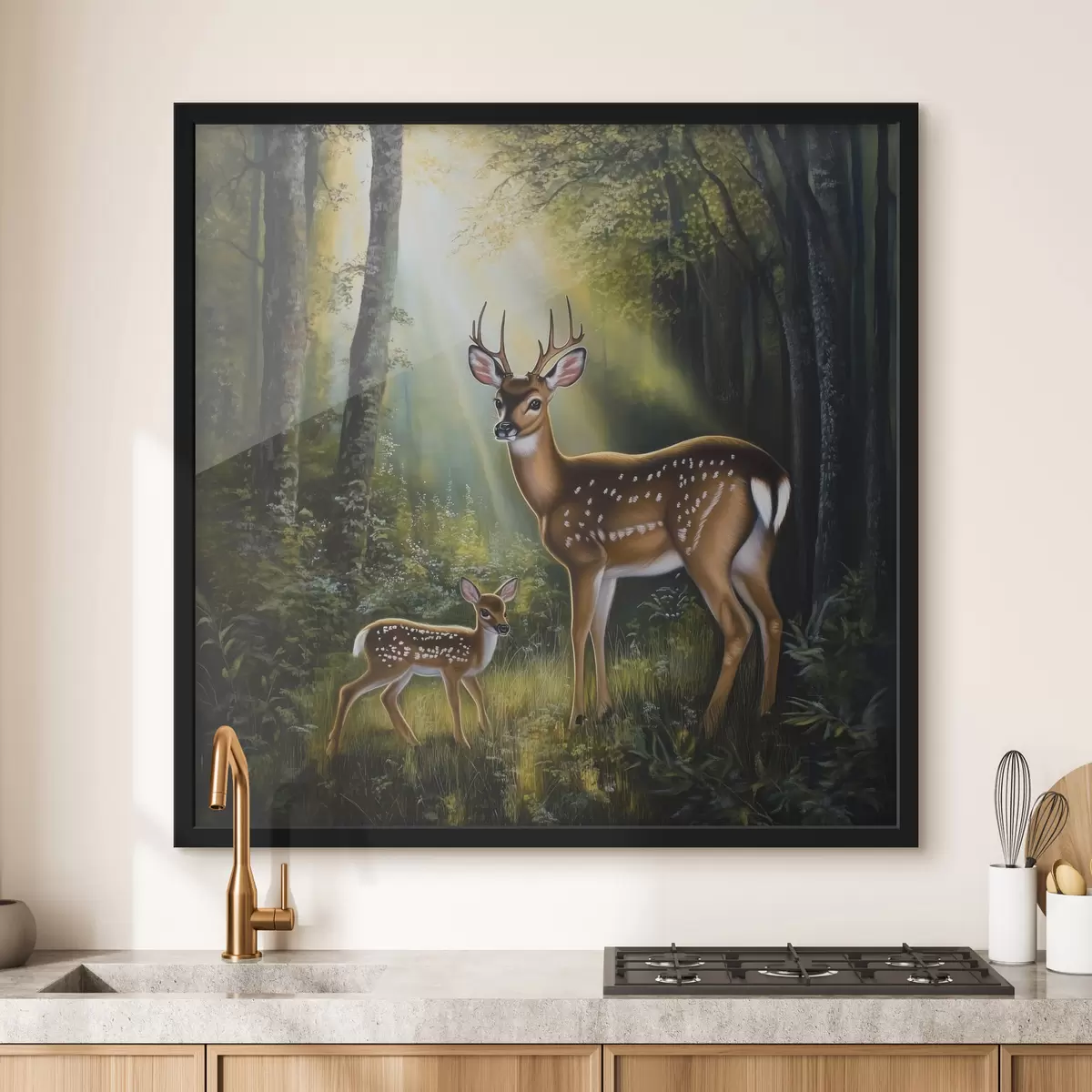 Plakat Hirv ja hirvepoeg metsas f43915