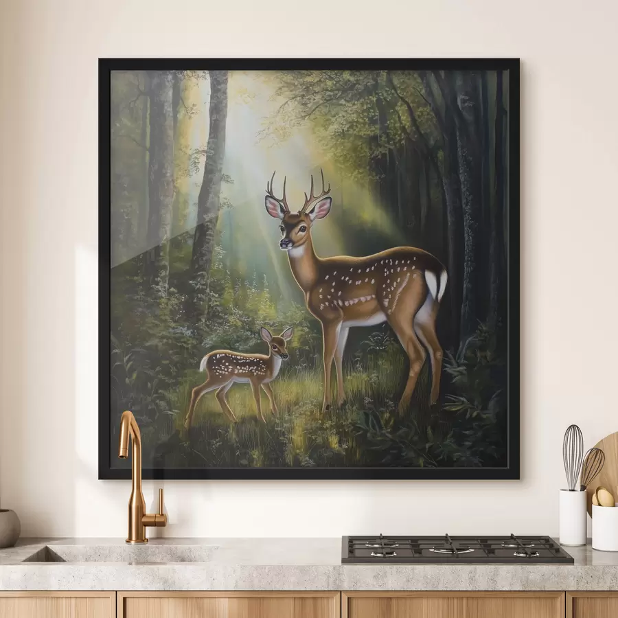 Fototapeedid Hirv ja hirvepoeg metsas f43915