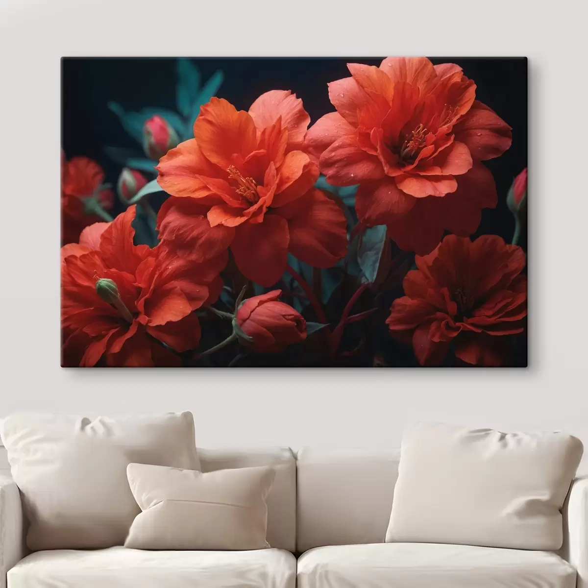 Pilt Punased lilled tumedal taustal s43877