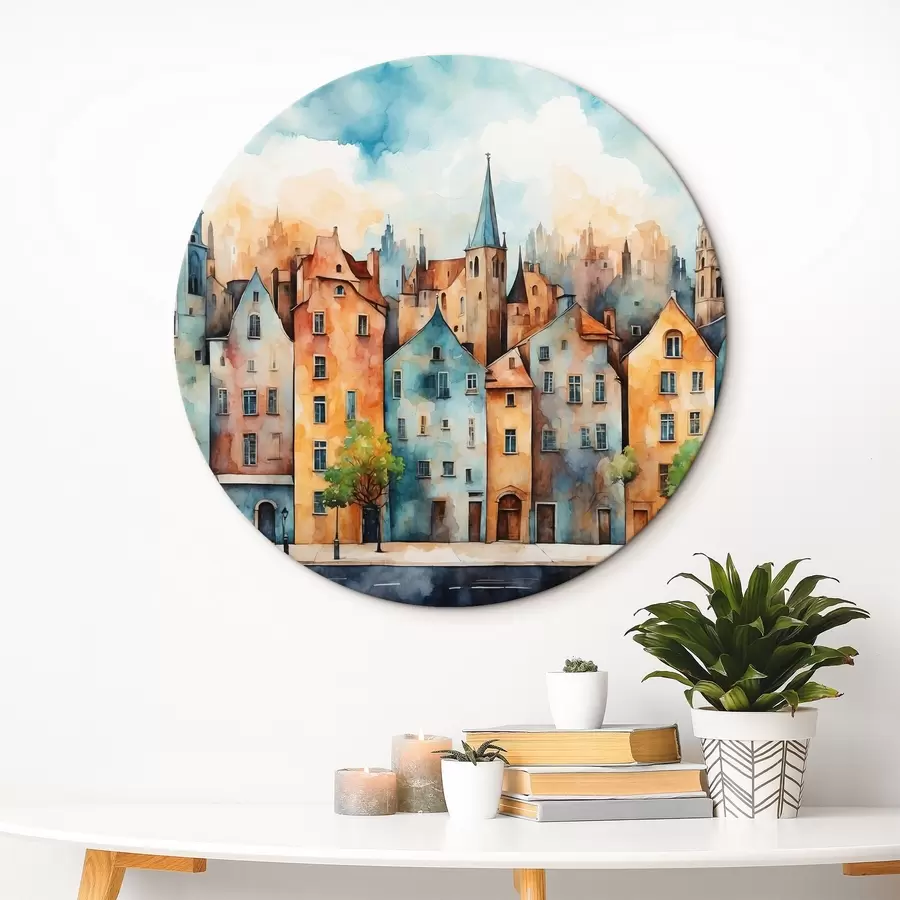 Pilt Euroopa linna stiilis akvarellmaal r43441