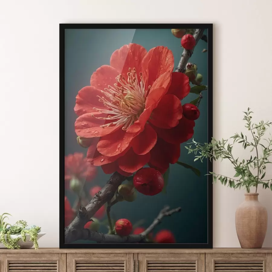 Fototapeedid Punane lill oksal f43876