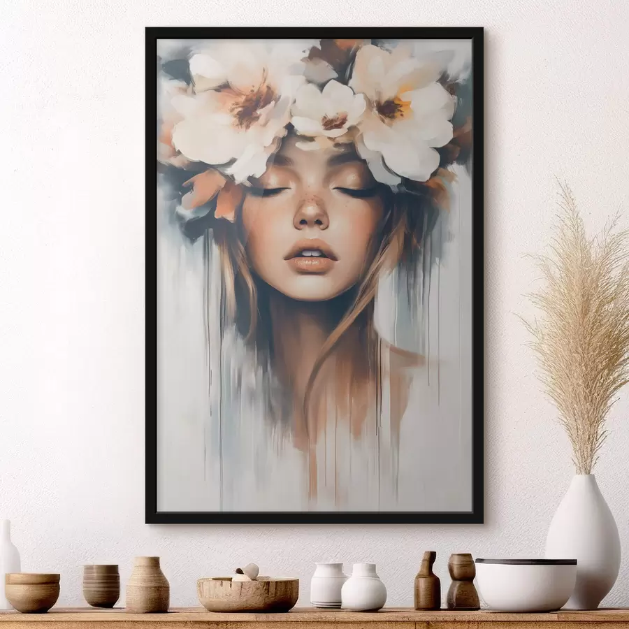 Fototapeedid Portree naine lilledega juustes f43001