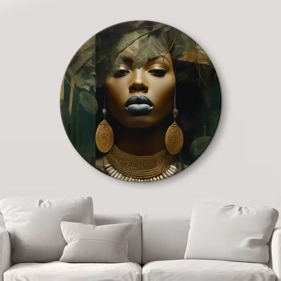 Pilt Tüdruku nägu abstraktsel metsa taustal r43466