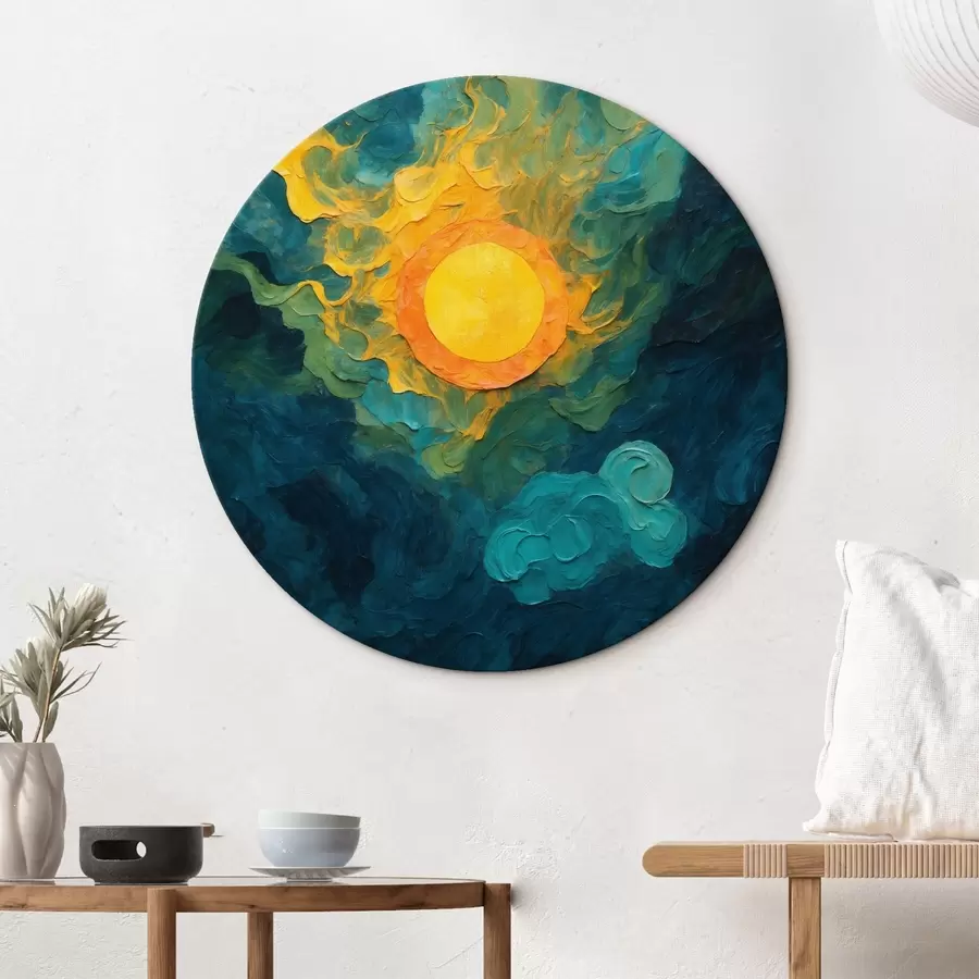 Pilt Päike tumedal taustal õlimaali stiilis r43459