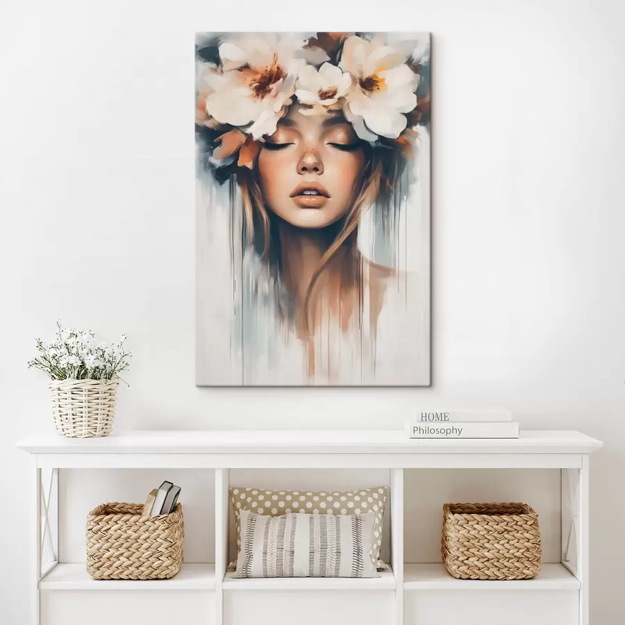 Pilt Portree naine lilledega juustes s43001