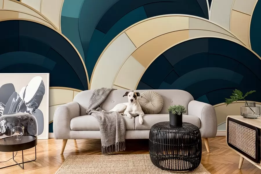 Fototapeedid Sinikollased abstraktsed joonised w08991