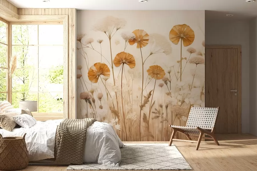 Fototapeedid Soojades toonides kollaste toonidega metslilled w08994