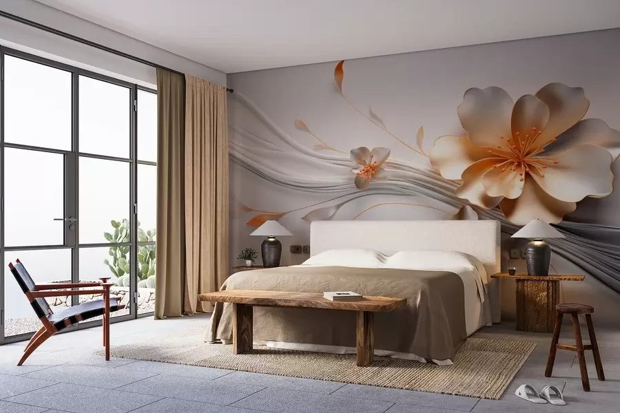 Fototapeedid Oranž lill hallil abstraktsel taustal w09004