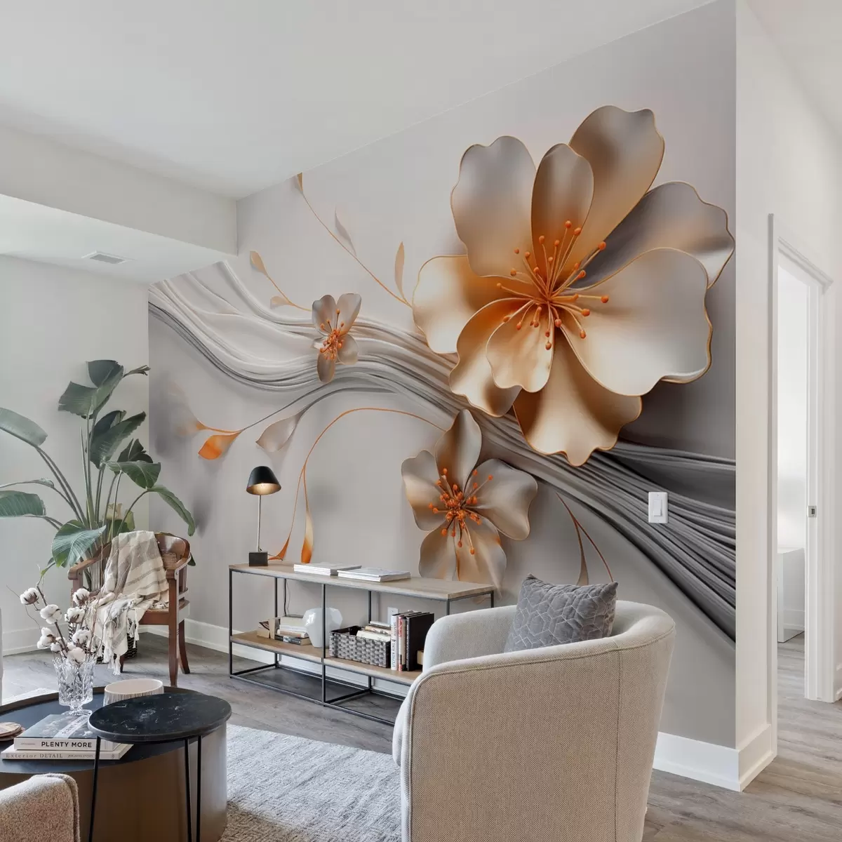 Fototapeedid Oranž lill hallil abstraktsel taustal w09004