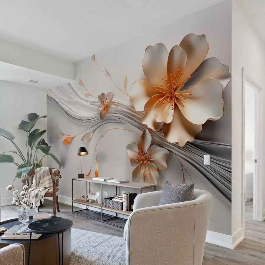 Fototapeedid Oranž lill hallil abstraktsel taustal w09004