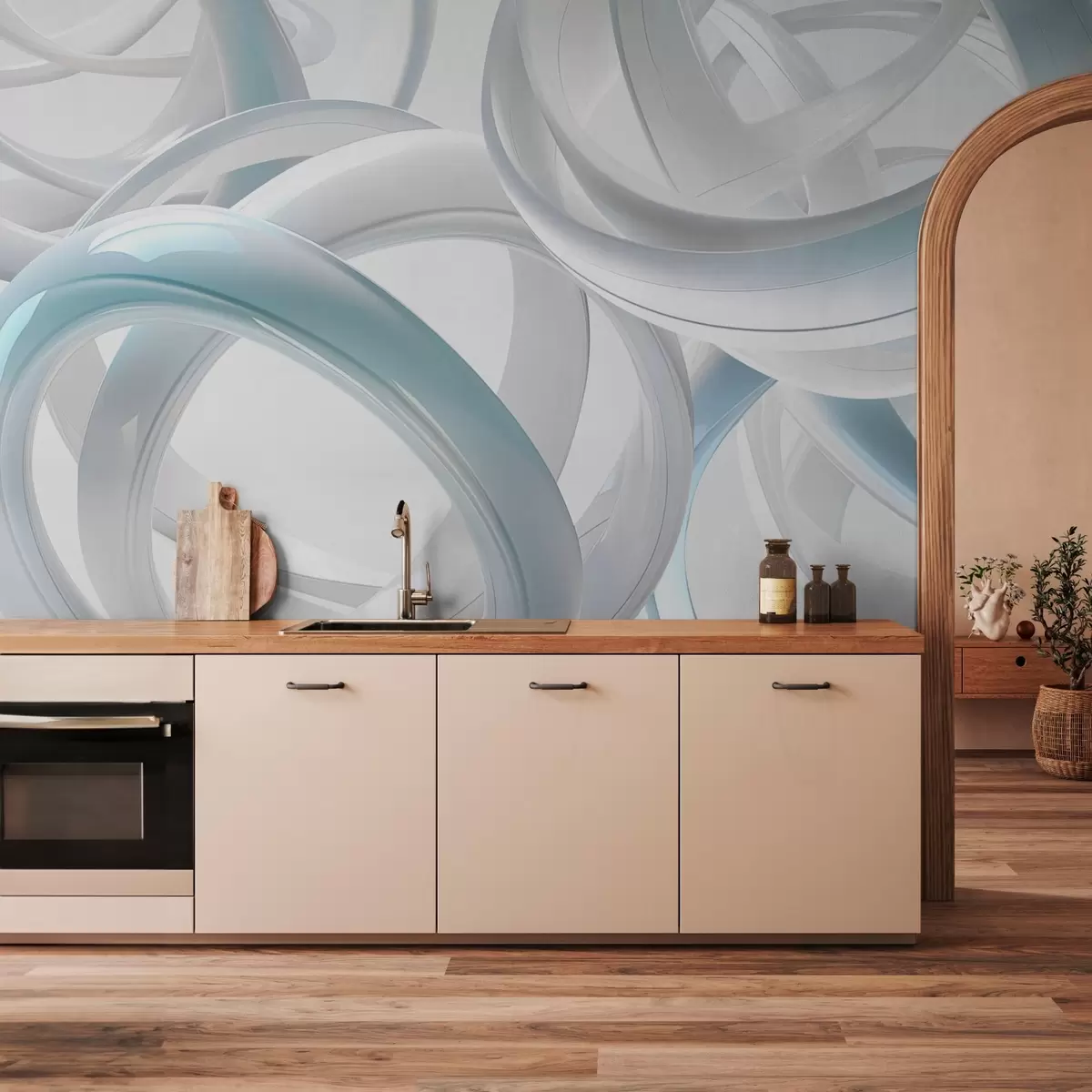 Fototapeedid Abstraktsed figuurid, sinise ja halli toonid w03674