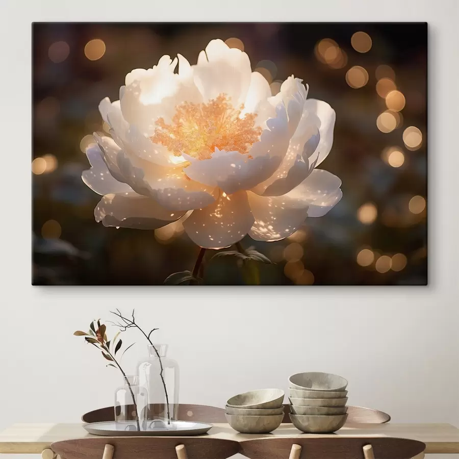 Pilt Valge lill hõõguva keskosaga s43949