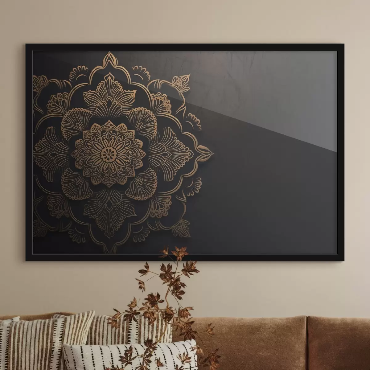 Plakat Kollased mustrid mustril mustal taustal f43943