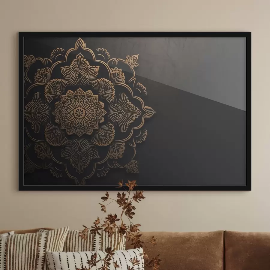 Fototapeedid Kollased mustrid mustril mustal taustal f43943