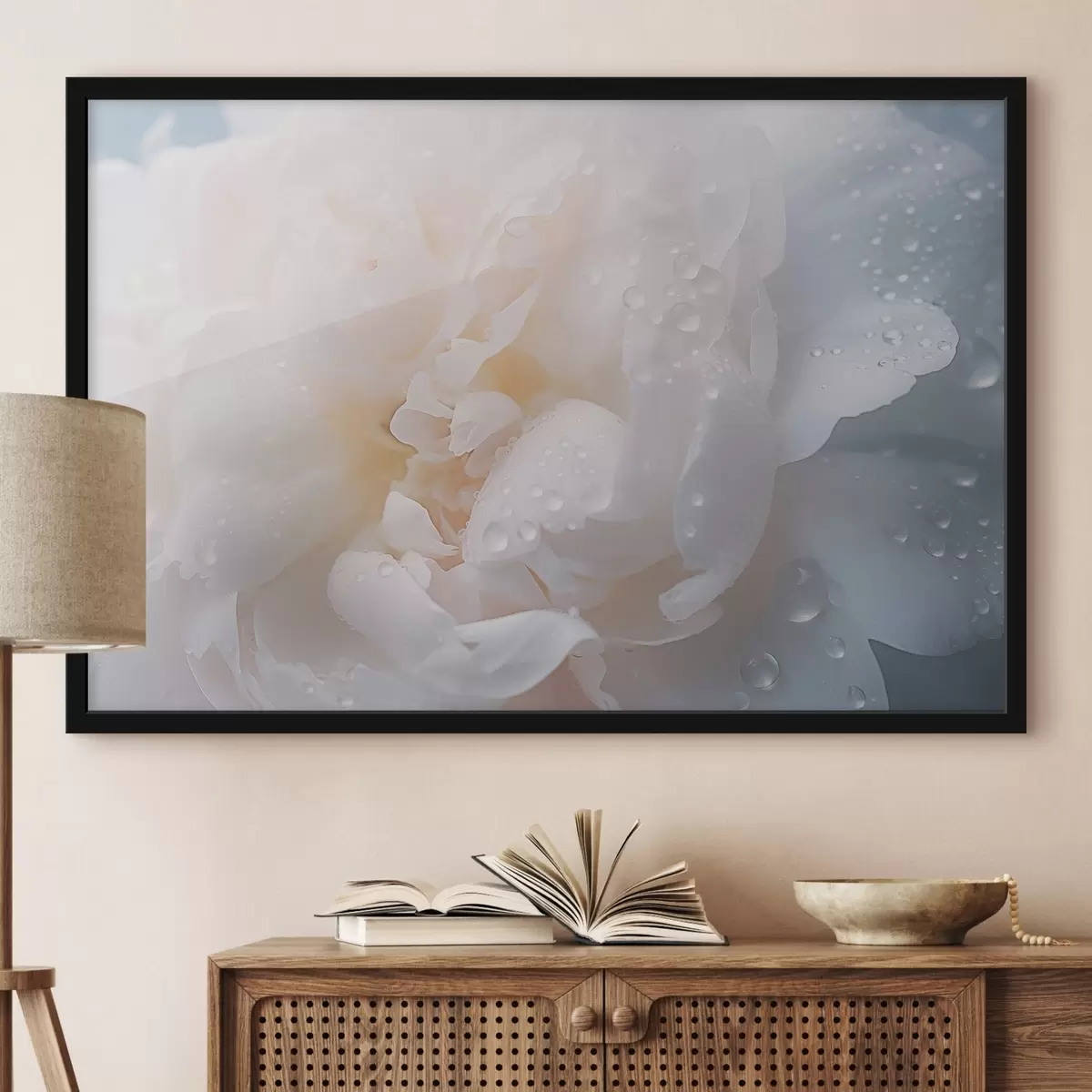 Plakat Valge lill koos kaste f43953