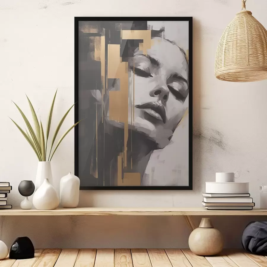 Fototapeedid Naise portree geomeetriliste aktsentidega f43989