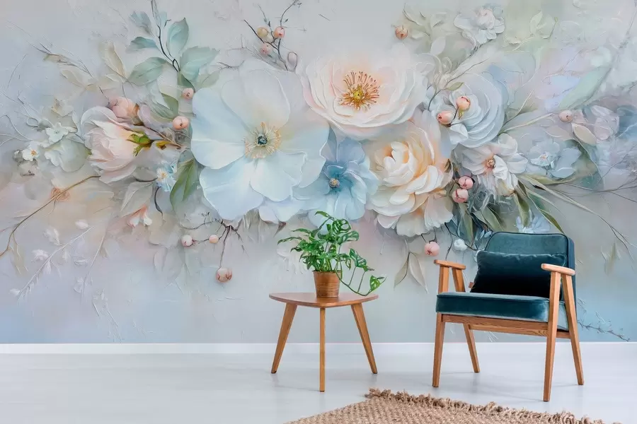 Fototapeedid lillede paigutus õlimaali stiilis w03618