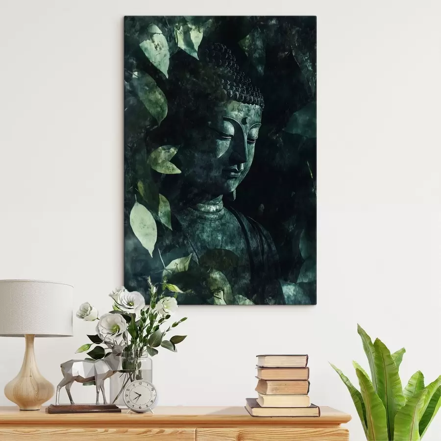 Pilt Meditatiivne Buddha rohelistes lehtedes, vaimne s44029