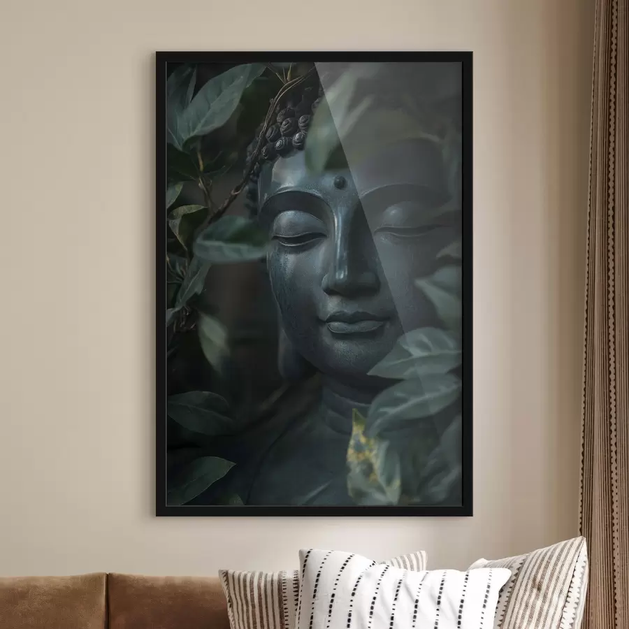 Pilt Roheline Buddha troopiliste lehtedega, realism f44005
