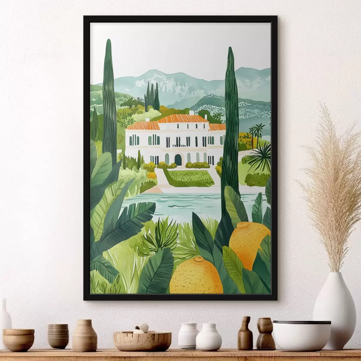 Plakat Hispaania, suvised maastikud, sidrunipuud, arhitektuurne, troopiline f44026