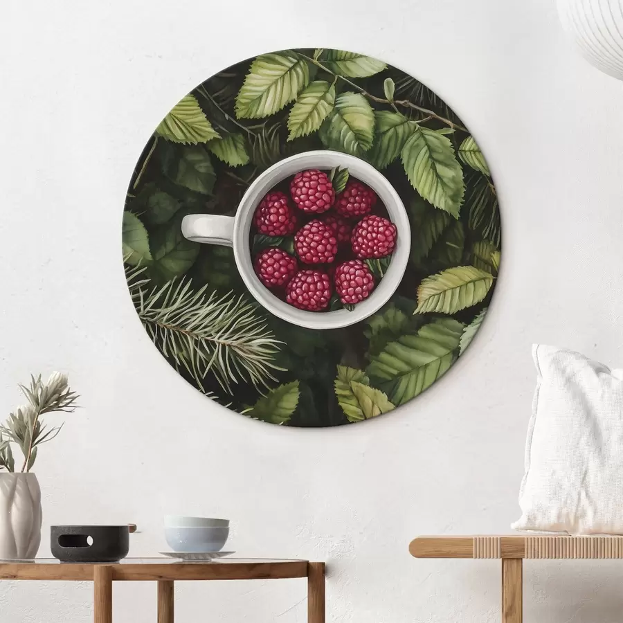 Pilt Tass vaarikaid rohelises metsas, loodus, akvarellstiilis r44021