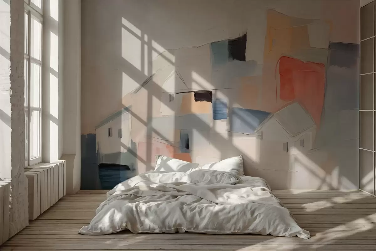 Fototapeedid Abstraktsed majad, mis imiteerivad maali w03741