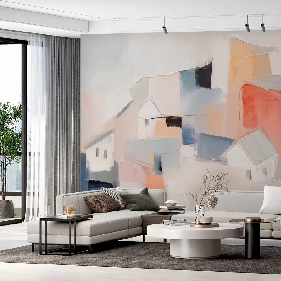 Fototapeedid Abstraktsed majad, mis imiteerivad maali w03741