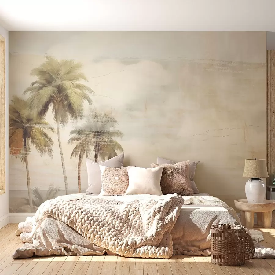 Fototapeedid Troopiline unenägu, palmid, pilved, taevas, meri, tekstuur w03780