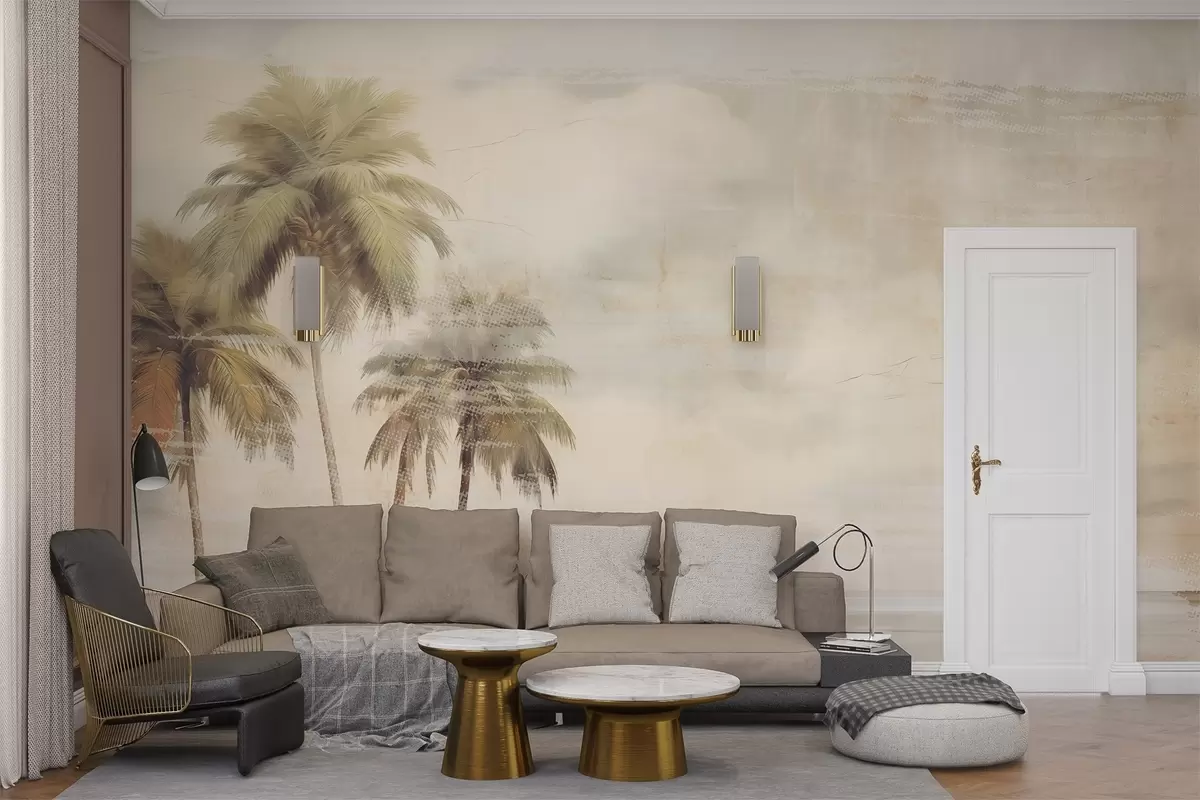 Fototapeedid Troopiline unenägu, palmid, pilved, taevas, meri, tekstuur w03780