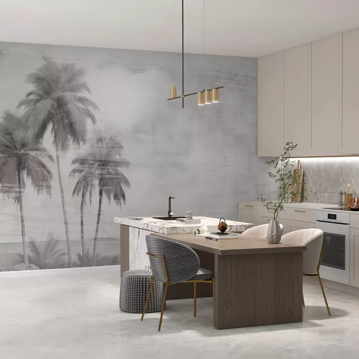 Fototapeedid Troopiline unenägu, palmid, pilved, taevas, meri, tekstuur w03780v1