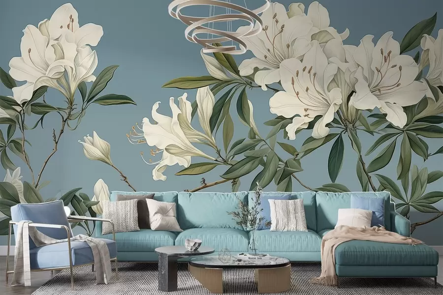 Fototapeedid Blooming Harmony,Valged lilled, oksad w03786