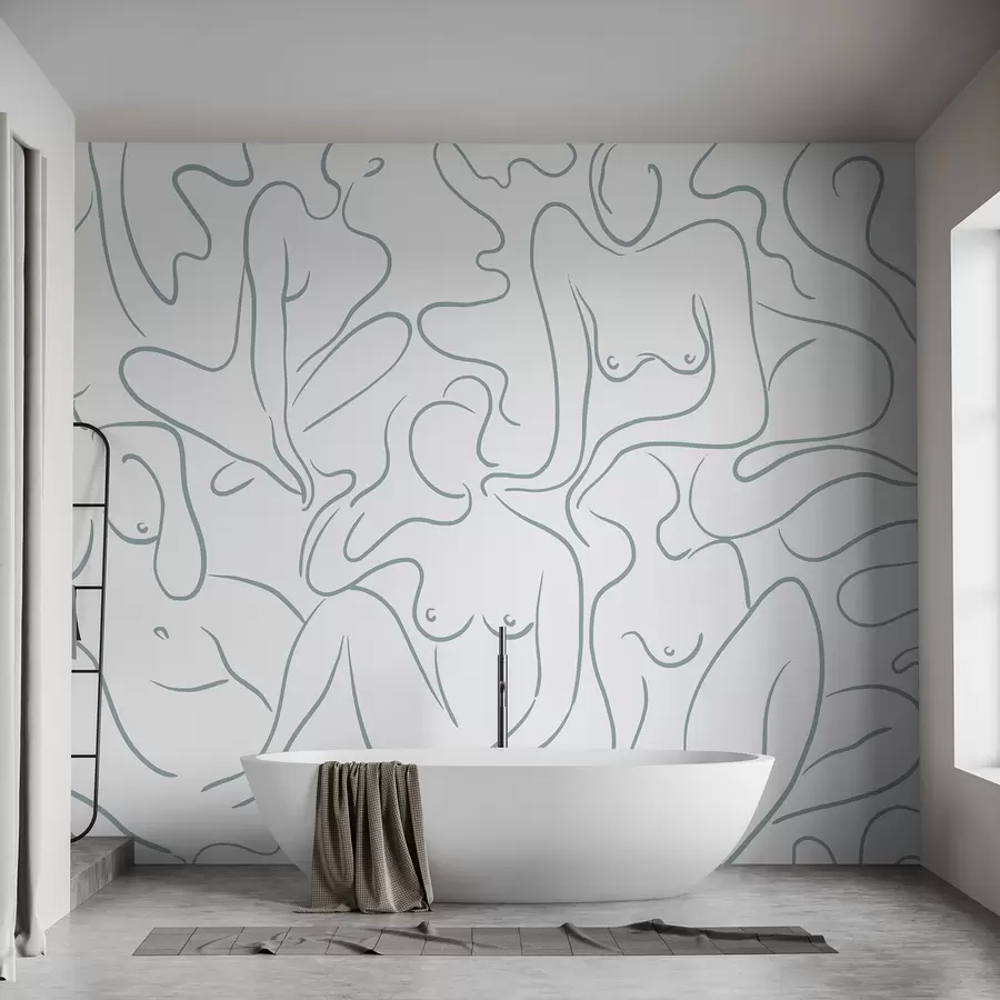 Fototapeedid Joonjoonistus anatoomilised siluetid, abstraktsioon, sinine värvus w03755v1