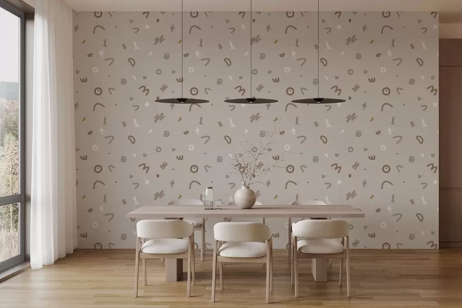 Fototapeedid Abstraktsed laste sümbolid beežis paletis w03813