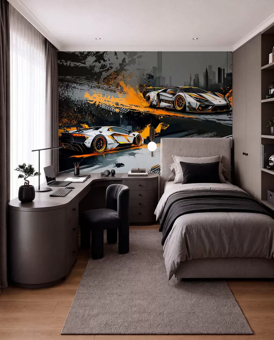 Fototapeedid kõva grange'i stiilis, ekspressiivsed, dünaamilised sportautod w03721