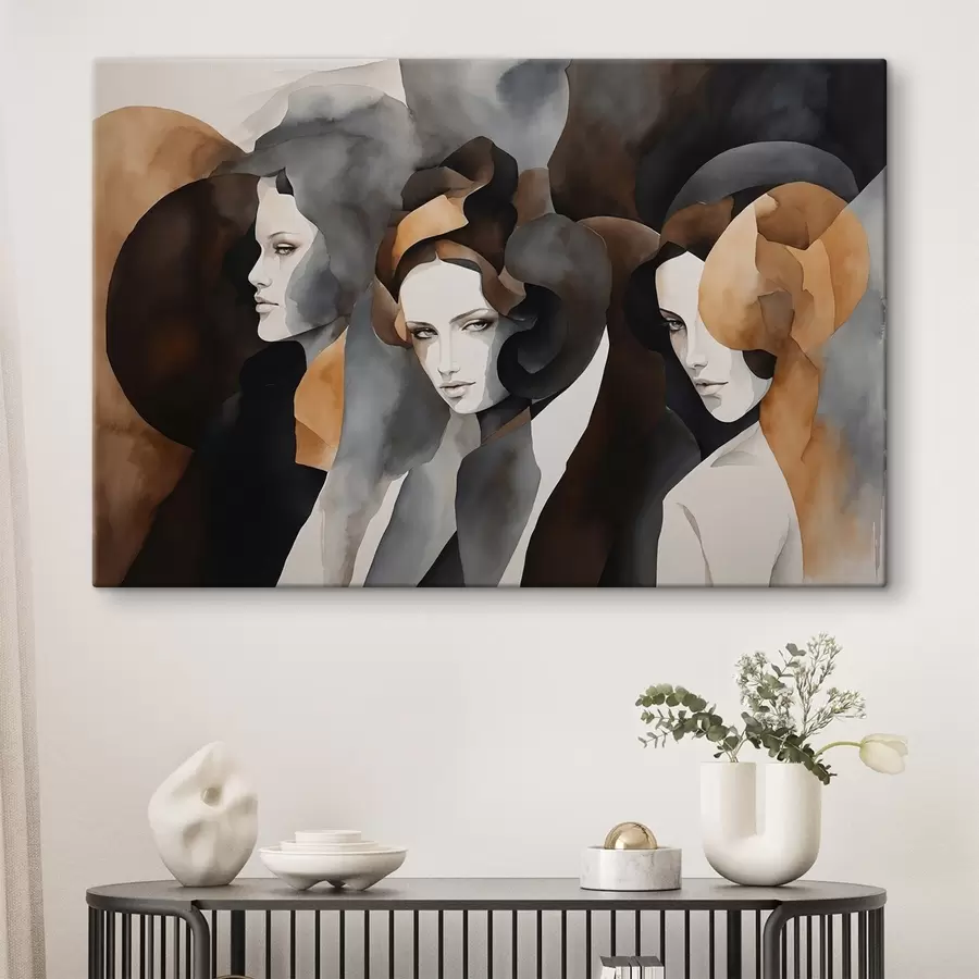 Pilt Abstraktne maalimine naiste nägudega s44060