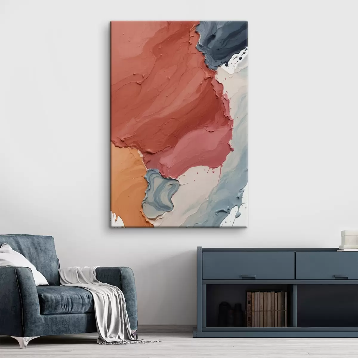 Pilt Abstraktne õlimaal punaste, kollaste ja siniste värvidega s44068