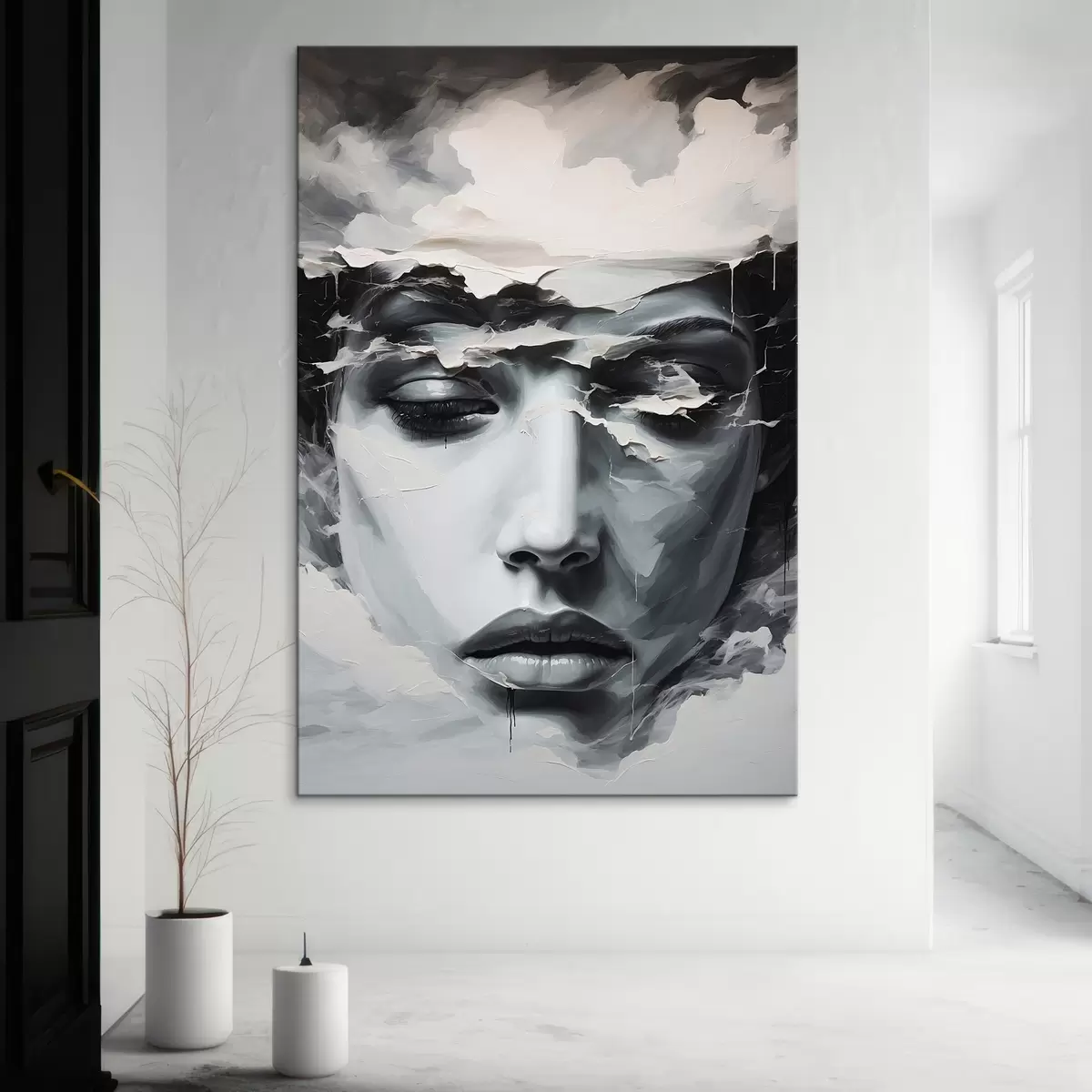 Pilt Abstraktne naise nägu akrüülmaalide stiilis s44070