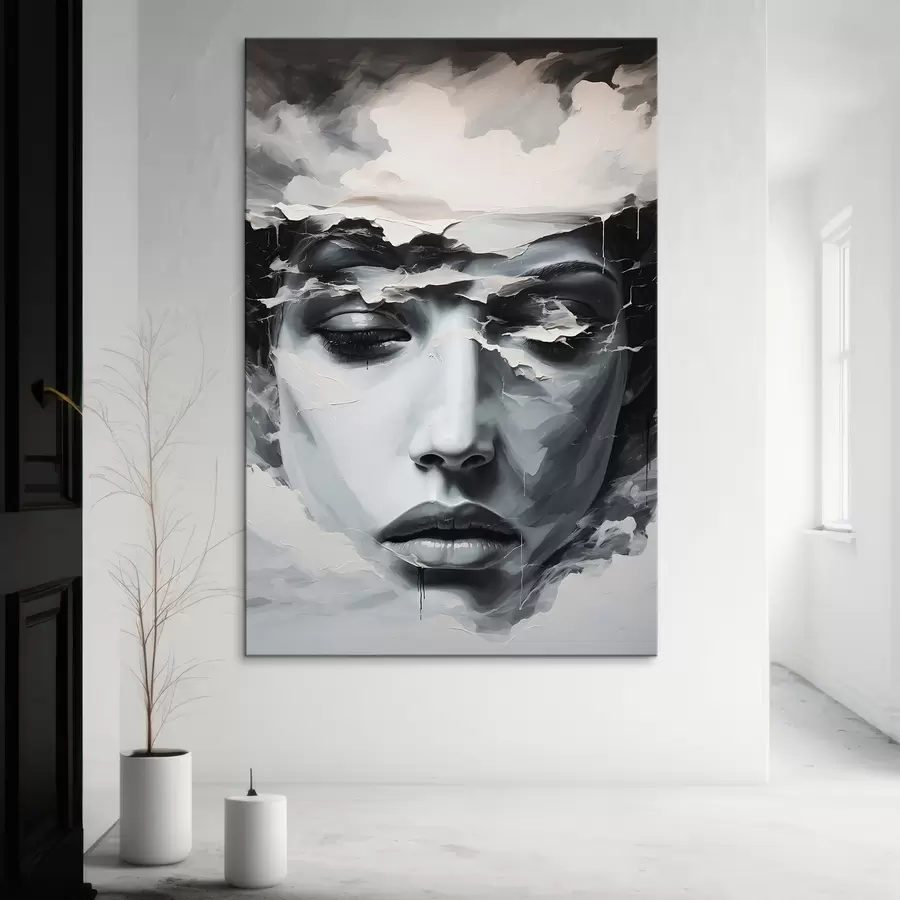 Pilt Abstraktne naise nägu akrüülmaalide stiilis s44070