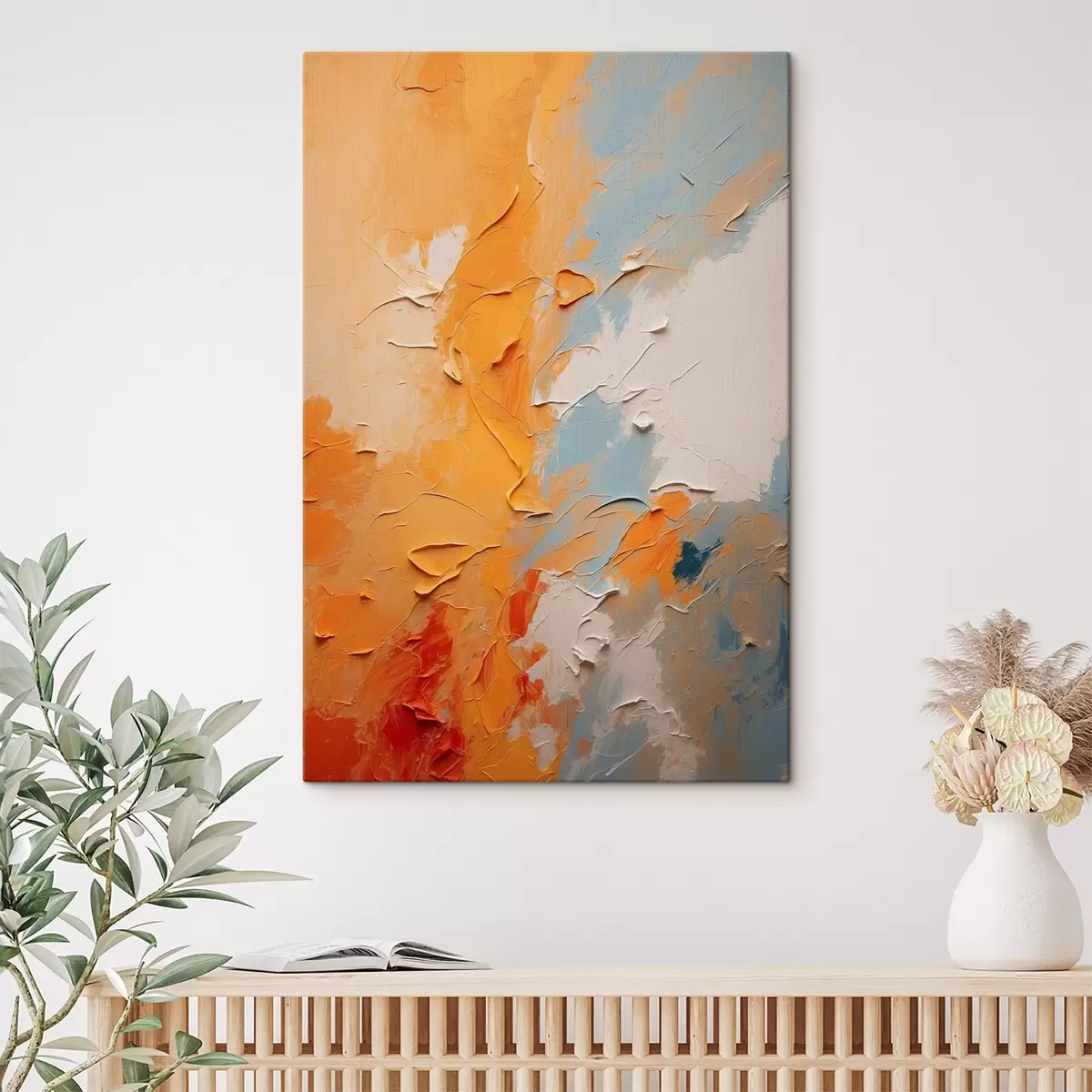 Pilt Abstraktne õlimaal kollaste ja siniste värvidega s44077