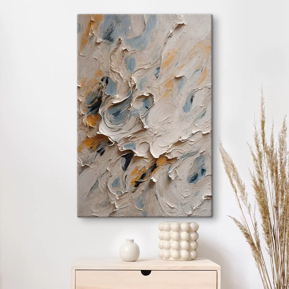 Pilt Abstraktne õlimaal valge ja sinise värviga s44078