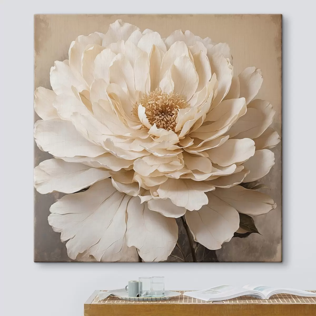 Pilt Valge lill beežil taustal s44094